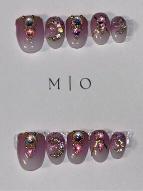 Press-On Nails - Custom - Ombré - Crystals - Short - Small
